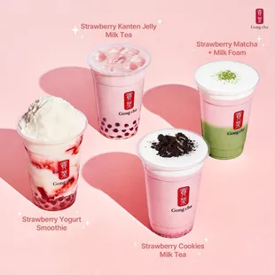 a variety of drinks in plastic cups