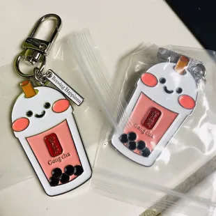 GongCha Tea Key rings (February 2025), came in &quot;Pink&quot;strawberry &amp; &quot;Tan&quot; milk tea