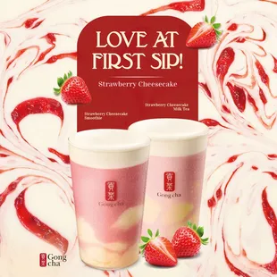 Try our Strawberry Cheesecake Series, it's love at first sip!