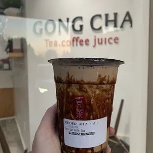 Brown sugar milk tea with boba