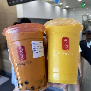 Thai Iced Tea W/ Boba - $7.20 (medium) Mango Smoothie - $6.75 (medium)