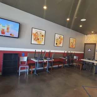 Inside. As of 6/20/2021, bathrooms are closed.