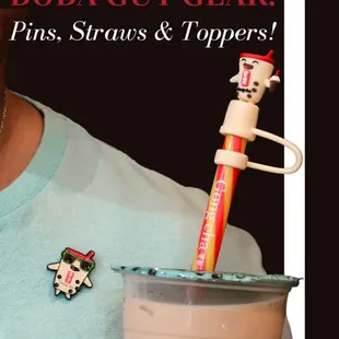 Pin, straw &amp; straw topper, collect them all!