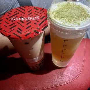 Pearl Milk Tea &amp; Milk Foam Green Tea