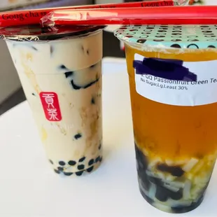 Left- earl grey triple J Right- passion fruit green tea   Both are good