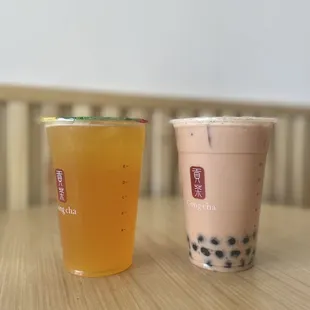 two drinks on a table