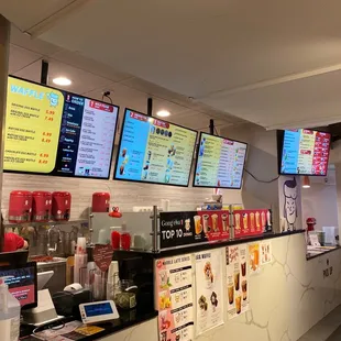 the menus of a fast food restaurant
