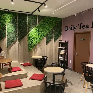 the interior of a tea shop