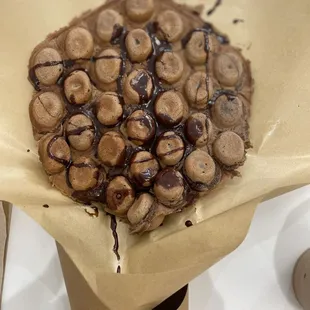 Chocolate waffle with chocolate drizzle