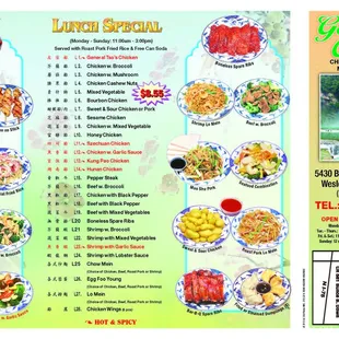 the menu for the restaurant