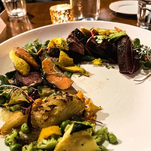 Duck breast w/ roasted vegetables.