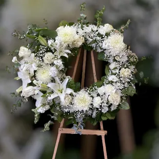 White funeral wreath