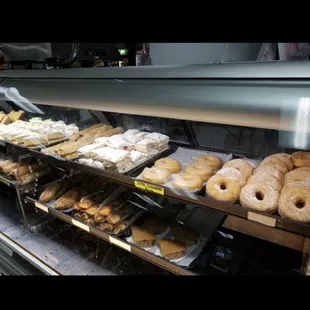 donuts in a display case