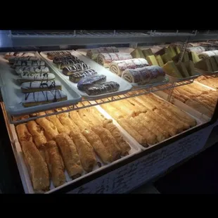 a display of baked goods