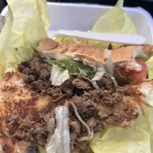 Torta de Asada on soggy old bread. Apparently they don't care how it looks or how you eat it now.