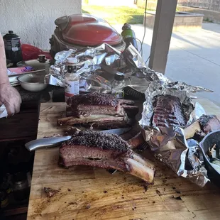 BBQ beef and pork ribs