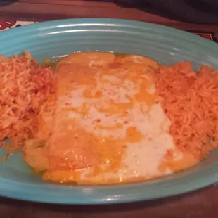 Cheese enchiladas with queso over all!