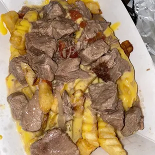 Fries w carne guisada and cheese...