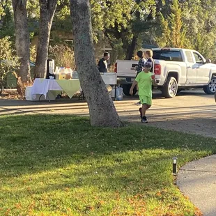 Setting up for our micro wedding feast
