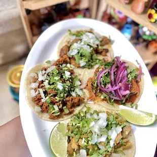 three tacos on a plate