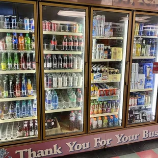 Inside store...cold beverage section
