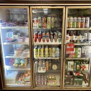 Inside store...cold beverage section...