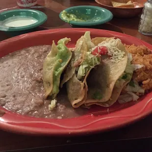 The taco plate, 3 beef tacos