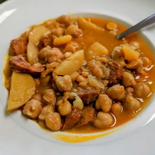 Chorizo &amp; garbanzo soup. Delicious.