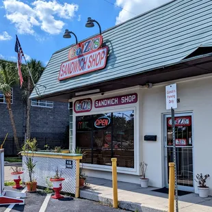 the front of a sandwich shop