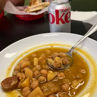 Garbanzo bean soup and West Tampa sandwich