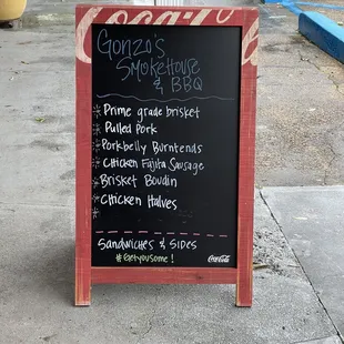 The menu