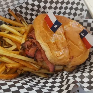 Smoked Texas Brisket Sandwich with Fresh Cut Fries