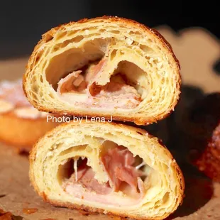 Inside of Ham &amp; Cheese Croissant ($6) - good! Very crispy, flaky surface.