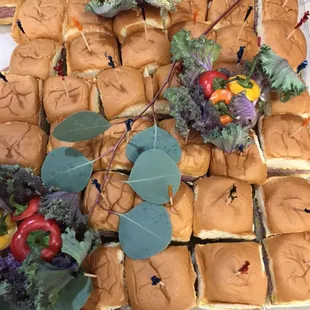 Mini corn beef sandwiches on Hawaiian sweet rolls