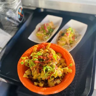 Moroccan Cauliflower Bites and Baja fish Tacos