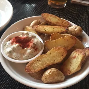 our favorite Salt Roasted Fingerlings and Potato Salad Aioli