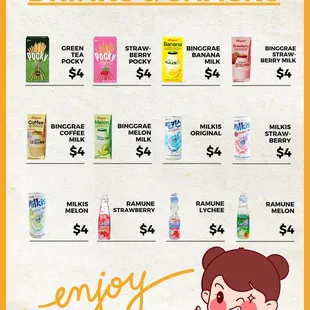 Drinks and Snacks Menu