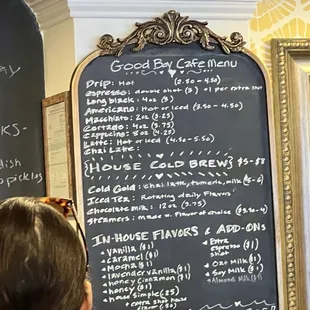 Coffee menu