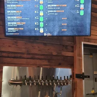 Beer menu on the big screen.