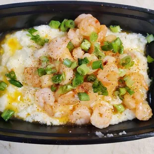 Our Shrimp and Grandmas Grits will take you straight to star lit nights on the Bayou.
 Grits also available with Fish, Chicken, and Ribs.