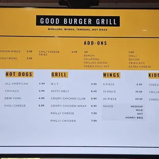 Menu as of 10/6/24