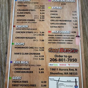 menu