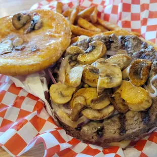 inside the mushroom burger (without lettuce, tomato, pickle)