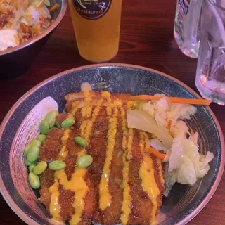 Golden Chicken Steak Rice Bowl