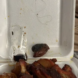The hair was in the teriyaki chicken