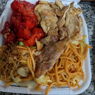 2 item combo with orange chicken and teriyaki chicken