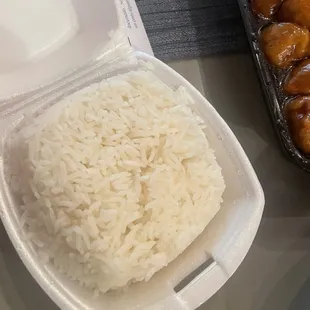 Was expecting a whole tray of rice like the TikTok shows! Steamed white rice.