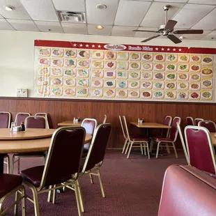 tables and chairs in a restaurant