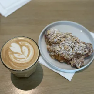 Salted Carmel latte with soy milk and almond scone