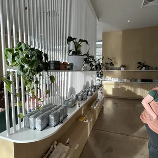 Coffee beans and merch